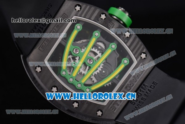 Richard Mille RM 59-01 Miyota 9015 Automatic PVD Case with Skeleton Dial Yellow Inner Bezel and Yellow Rubber Strap - Click Image to Close